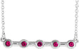 Platinum Round Natural Ruby Bezel-Set Bar Necklace II