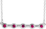 Platinum Round Natural Ruby Bezel-Set Bar Necklace II