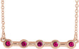14K Gold Round Natural Ruby Bezel-Set Bar Necklace II - Rose Gold