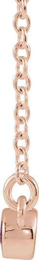 14K Gold Round Natural Ruby Bezel-Set Bar Necklace II - Rose Gold - view 2