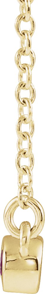 14K Gold Round Natural Ruby Bezel-Set Bar Necklace II - Yellow Gold - view 2