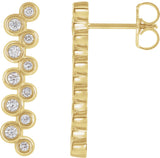 14K Gold Round Natural Diamond Bezel-Set Bar Earrings II - Yellow Gold