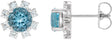 Platinum Natural Blue Zircon Round 4-Prong Halo-Style Earrings