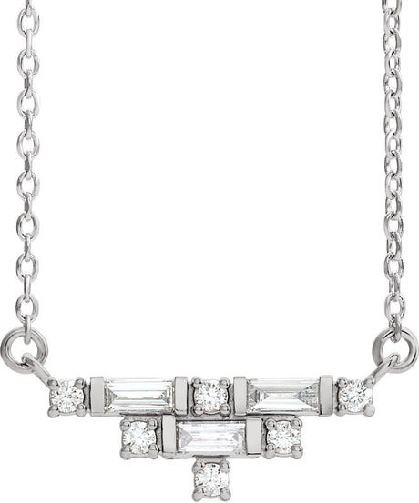 14K Gold Art Deco Necklace - White Gold