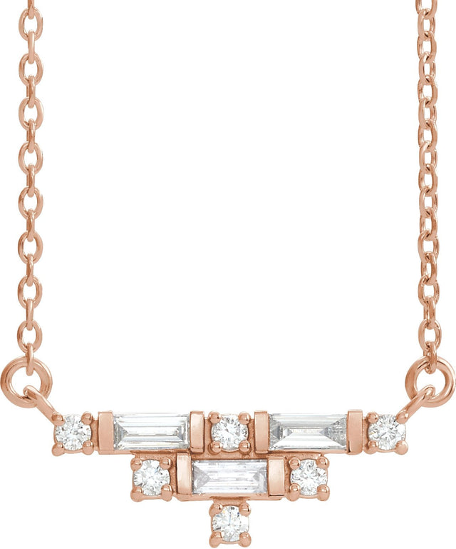 14K Gold Art Deco Necklace - Rose Gold