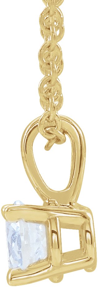 14K Gold Round Natural White Sapphire Birthstone Necklace or Pendant - Yellow Gold - view 2