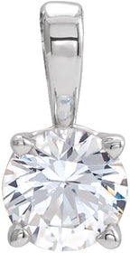 Platinum Round Natural White Sapphire Birthstone Necklace or Pendant