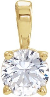 14K Gold Round Natural Diamond Birthstone Necklace or Pendant - Yellow Gold