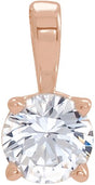 14K Gold Round Natural Diamond Birthstone Necklace or Pendant - Rose Gold
