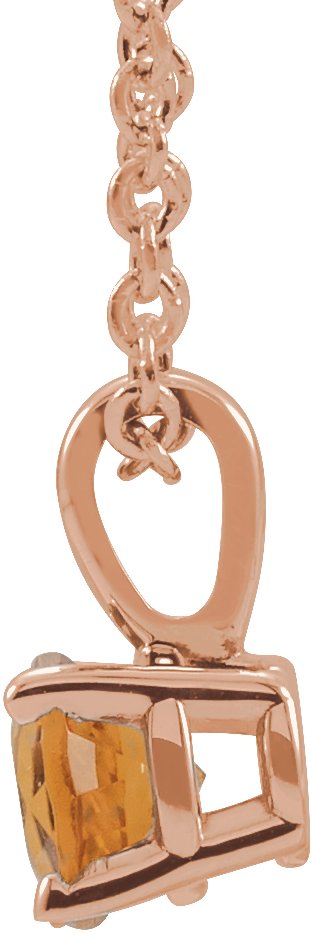 14K Gold Round Natural Citrine Birthstone Necklace or Pendant - Rose Gold - view 2