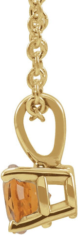 14K Gold Round Natural Citrine Birthstone Necklace or Pendant - Yellow Gold - view 2