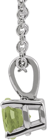 14K Gold Round Natural Peridot Birthstone Necklace or Pendant - White Gold - view 2