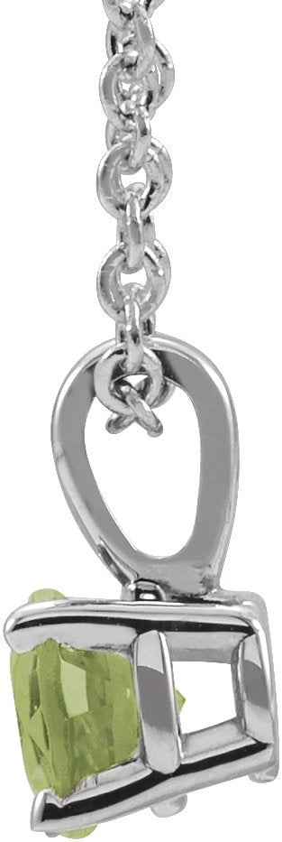 14K Gold Round Natural Peridot Birthstone Necklace or Pendant - White Gold - view 2