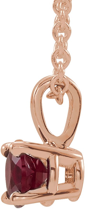 14K Gold Round Natural Ruby Birthstone Necklace or Pendant - Rose Gold - view 2