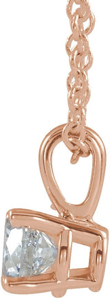 14K Gold Round Natural White Sapphire Birthstone Necklace or Pendant - Rose Gold - view 2