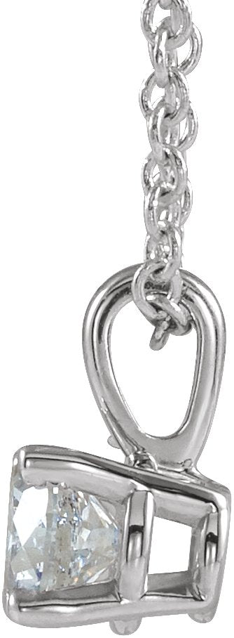 14K Gold Round Natural Diamond Birthstone Necklace or Pendant - White Gold - view 2