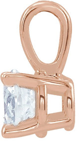 14K Gold Round Natural Diamond Birthstone Necklace or Pendant - Rose Gold - view 2
