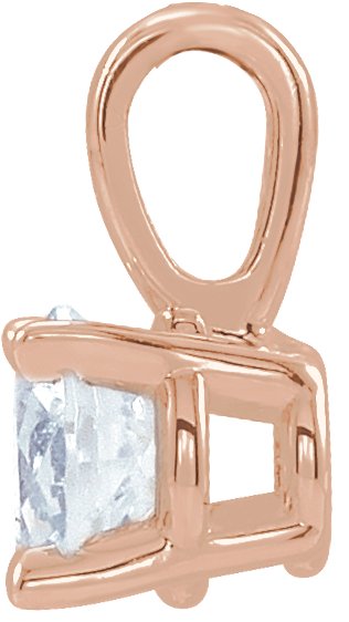 14K Gold Round Natural White Sapphire Birthstone Necklace or Pendant - Rose Gold - view 2