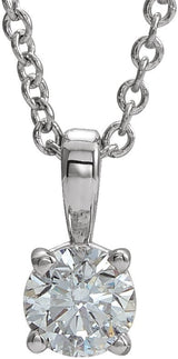 Platinum Round Natural Diamond Birthstone Necklace or Pendant