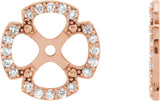 14K Gold Natural Diamond Clover Earring Jackets - Rose Gold