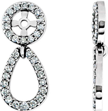 14K Gold Natural Diamond Accented Earring Jackets IV - White Gold