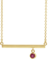 14K Gold Round Lab-Grown Ruby Bezel-Set Bar Necklace III - Yellow Gold
