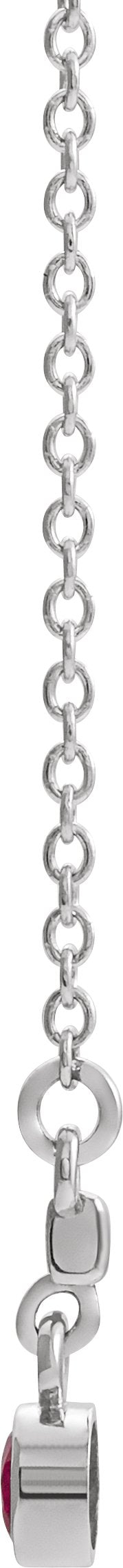 14K Gold Round Lab-Grown Ruby Bezel-Set Bar Necklace III - White Gold - view 2