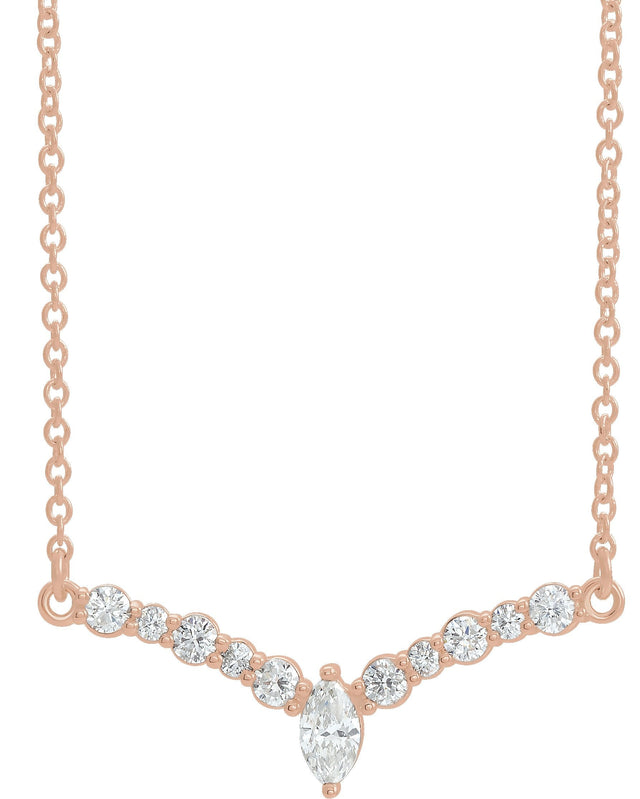 14K Gold Accented V Necklace or Necklace Center - Rose Gold