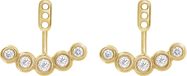 14K Gold Natural Diamond Bezel-Set Bar Front-Back Earring Jackets - Yellow Gold - view 2