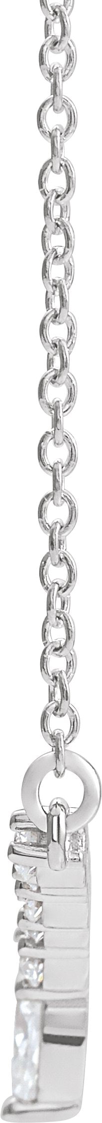 14K Gold Accented V Necklace or Necklace Center - White Gold - view 2