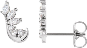 Platinum Marquise Natural Diamond Accented Ear Climbers