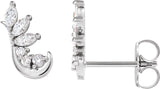14K Gold Marquise Natural Diamond Accented Ear Climbers - White Gold