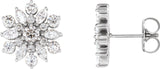 Platinum Round Natural Diamond Vintage-Inspired Cluster Earrings