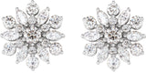 14K Gold Round Natural Diamond Vintage-Inspired Cluster Earrings - White Gold - view 2