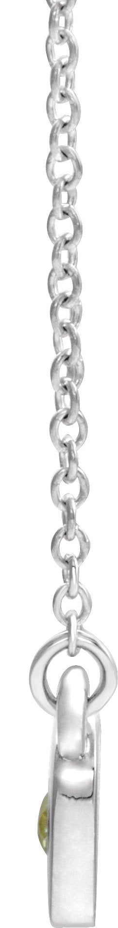 14K Gold Round Natural Peridot Heart Necklace - White Gold - view 2