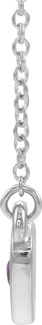 14K Gold Round Natural Amethyst Heart Necklace - White Gold - view 2