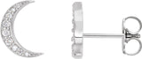 14K Gold Round Lab-Grown Diamond Crescent Moon Earrings - White Gold