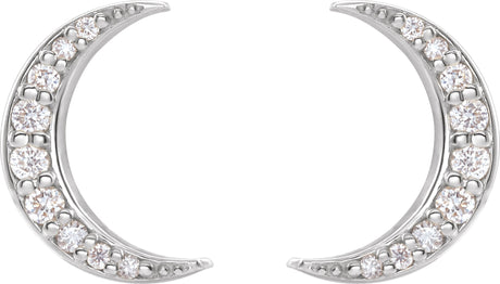 Platinum Round Natural Diamond Crescent Moon Earrings II - view 2