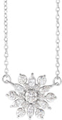 14K Gold Round Natural Diamond Vintage-Inspired Necklace - White Gold