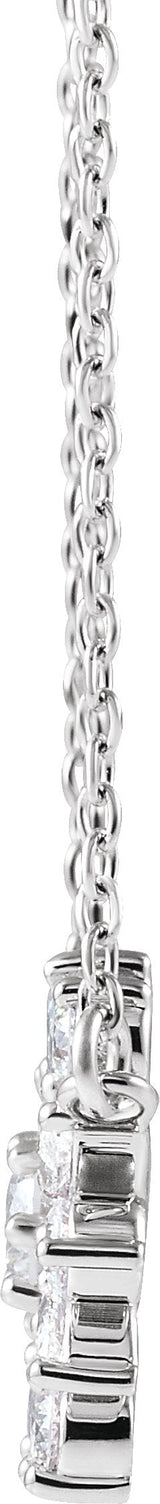 14K Gold Round Natural Diamond Vintage-Inspired Necklace - White Gold - view 2