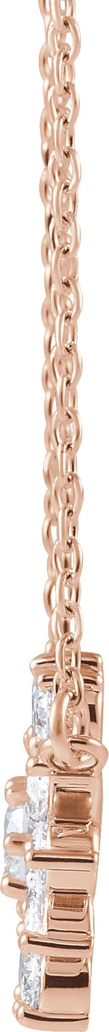 14K Gold Round Natural Diamond Vintage-Inspired Necklace - Rose Gold - view 2