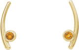 14K Gold Round Natural Citrine Bezel-Set Ear Climbers - Yellow Gold - view 2
