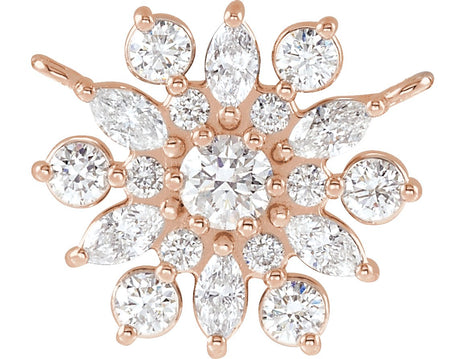 14K Gold Round Natural Diamond Vintage-Inspired Necklace - Rose Gold