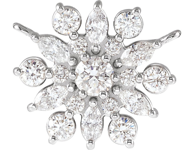 14K Gold Round Lab-Grown Diamond Vintage-Inspired Necklace - White Gold