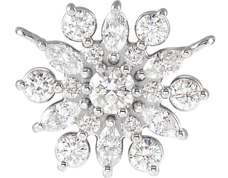 14K Gold Round Natural Diamond Vintage-Inspired Necklace - White Gold