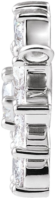 14K Gold Round Natural Diamond Vintage-Inspired Necklace - White Gold - view 2
