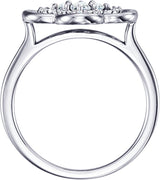 14K Gold Round Natural Diamond Clover Ring - White Gold - view 2