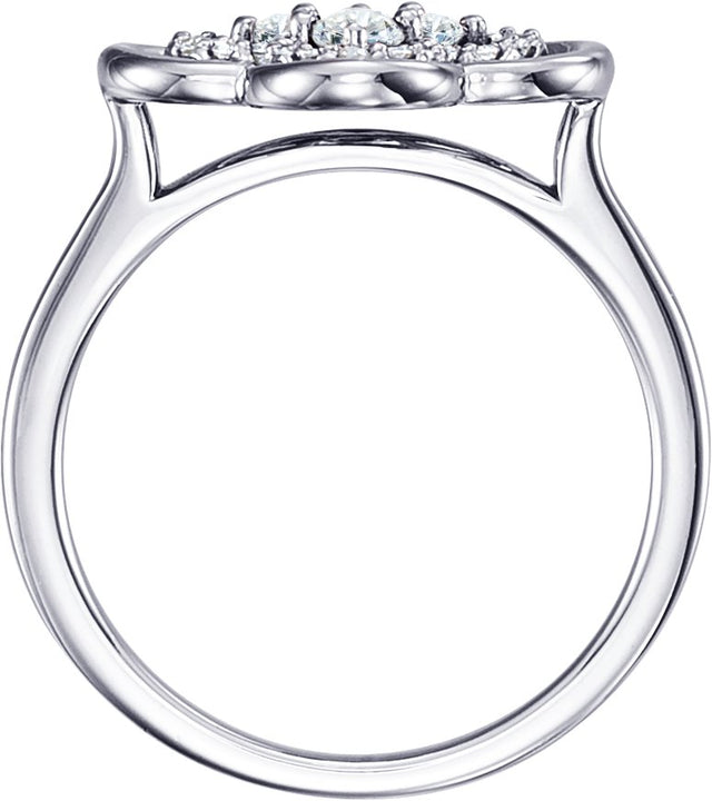 Platinum Round Natural Diamond Clover Ring - view 2