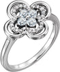 Platinum Round Natural Diamond Clover Ring