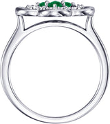 Platinum Round Lab-Grown Emerald Clover Ring - view 2